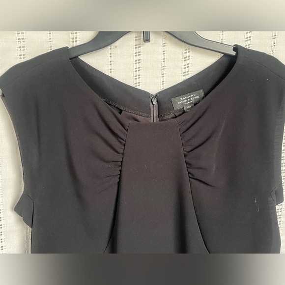 Tahari ASL Black Sheath Midi Dress Size 10P EUC - Picture 3 of 13